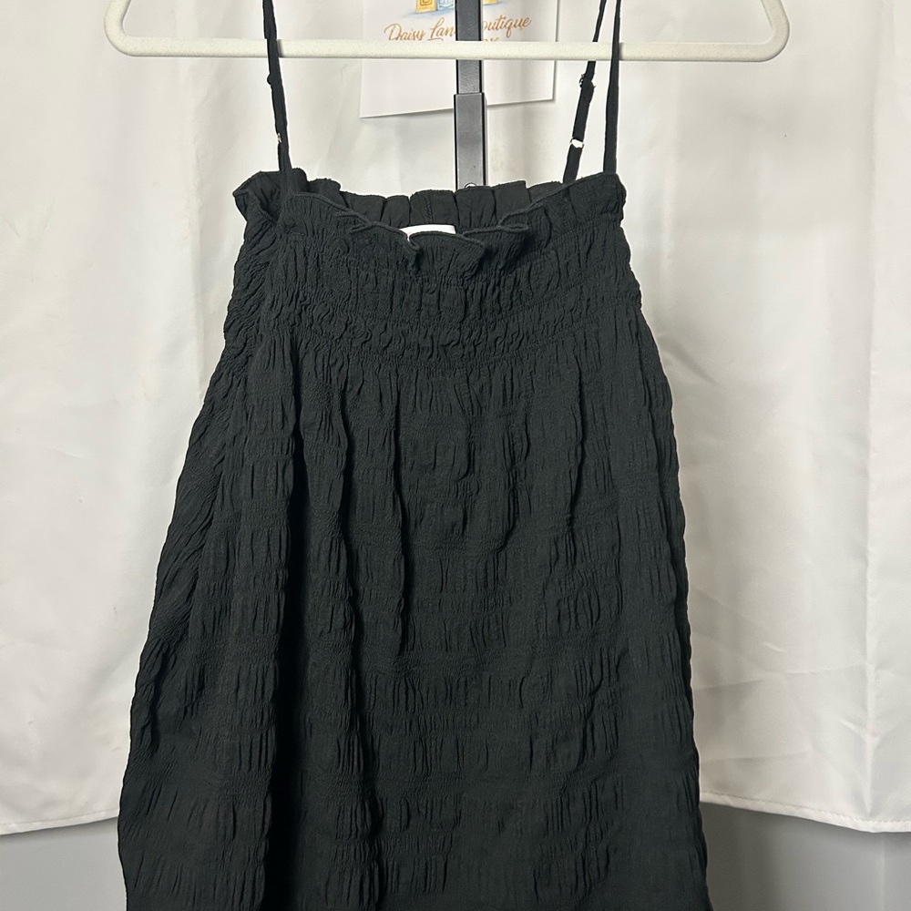Pink Lily Black Smocked Midi Dress with Adjustable Straps